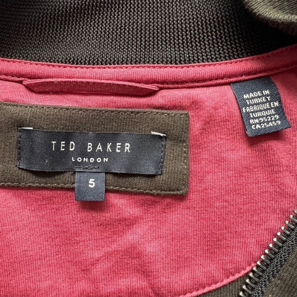 Ted Baker London Sweater Brown Full Zip Cardigan Jacket Men’s Size 5 Contrast Sl - Picture 7 of 9